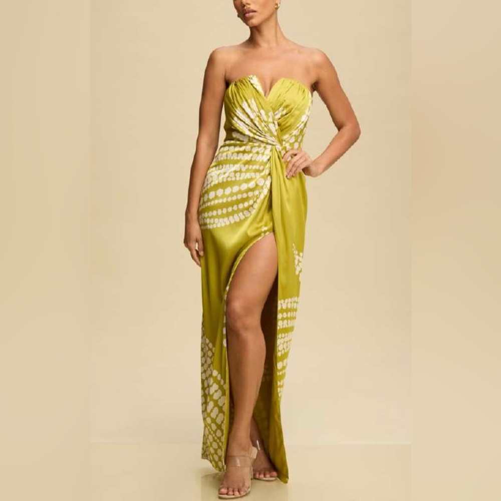 Strapless Yellow and White Maxi Dress
